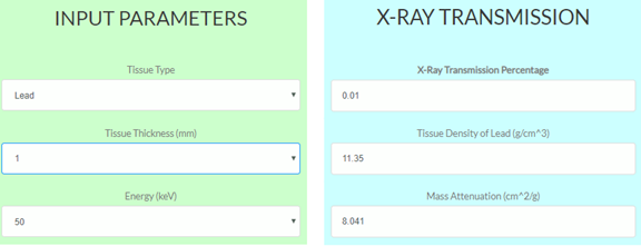 leadX rayAttenuationCalculator