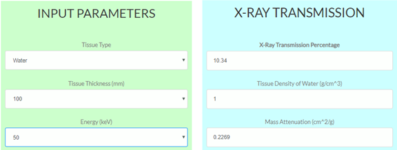 waterX rayAttenuationCalculator